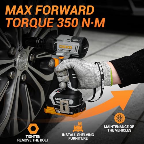 DEKOPRO Cordless Impact Wrench 1/2 Inch 20V Brushless with 2x 2.0Ah Batteries - Image 7