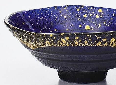 渡部信二　義山　満天星　平茶碗 茶道具 平茶碗（ひらちゃわん） 平茶碗 義山 満天星(金箔 紺碧