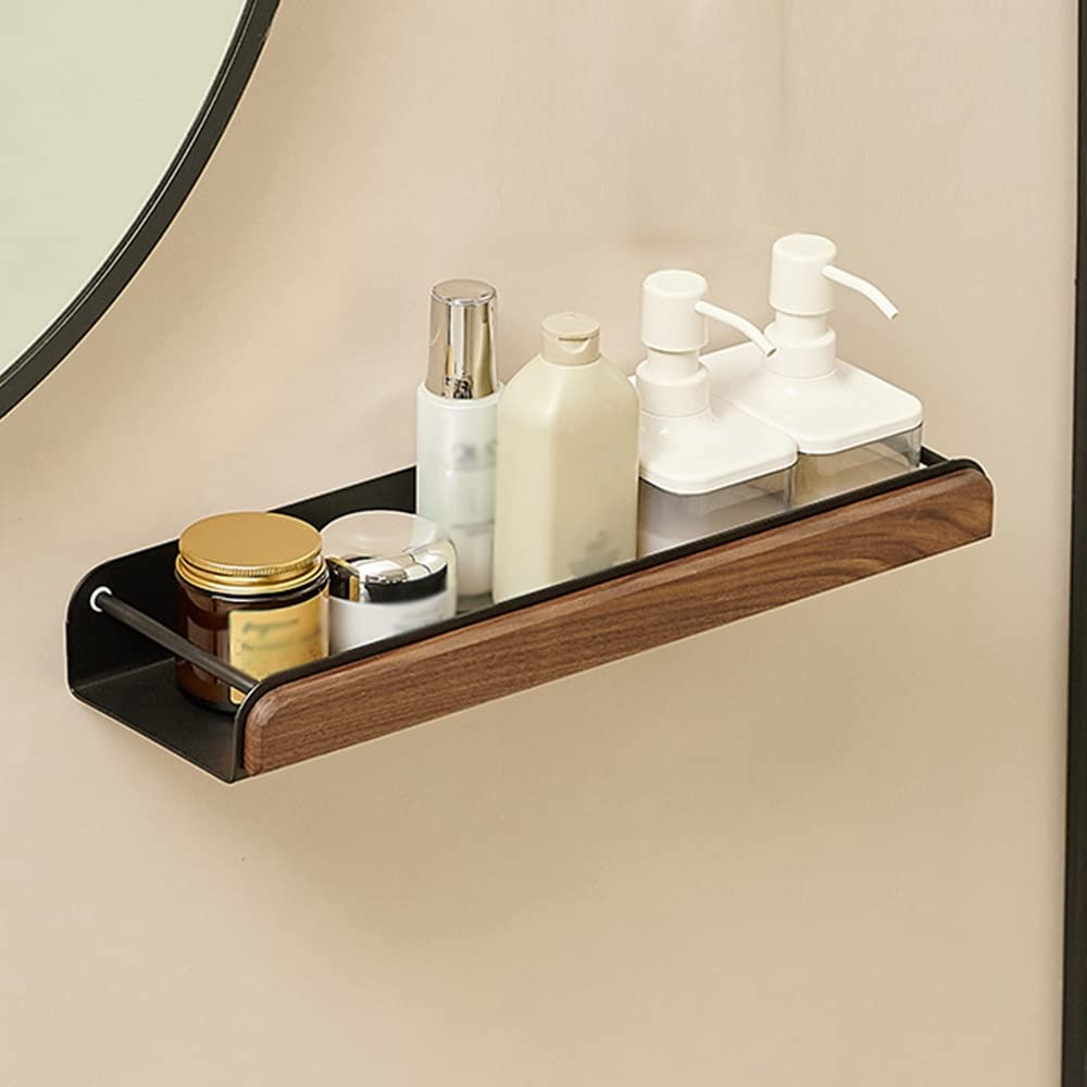 ZJHFFFG Shower Shelf Racks Walnut Bathroom Shelf Shower Caddy Wall Mounted Bathroom Shower Organizer Shower Caddy