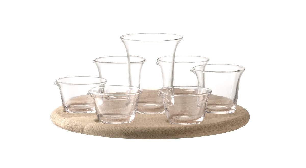 CRISTALICA Servierschalen Tapas Dip Snack Buffet Glas Holzbrett 8-TLG.