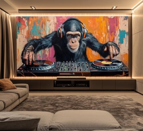 Art mural sur toile Monkey DJ peinture abstraite grand format 90x180