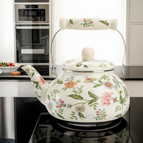 Bouilloire en émail vintage floral de 2,6L pour plaque de cuisson - 5
