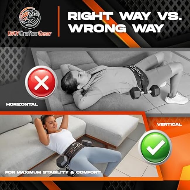 Hip Thrust Belt for Weights, Dumbbells & Kettlebells ¨C Heavy Duty Glute Workout Equipment for Plates up to 300 lbs, with bonus straps for Dips & Squat Belt for Home & Gym