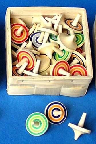 Preisvergleich Produktbild Gartenwelt Riegelsberger 10 Stück Beck Holz Kreisel mit Ringen bunt Holzkreisel 50012