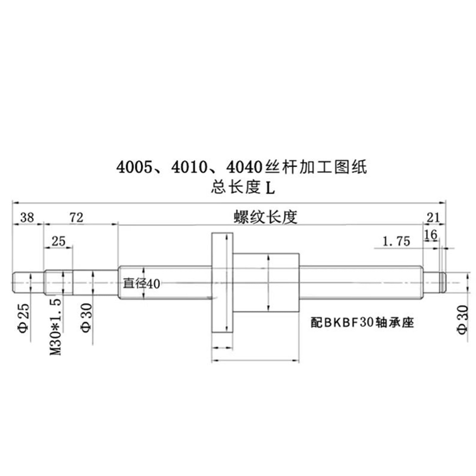 Metal Ball Screw nut end Processing SFU4010 400mm-1000mm C7 High Precision Ball Screw with Nut Single Machinery Accessories(950mm)