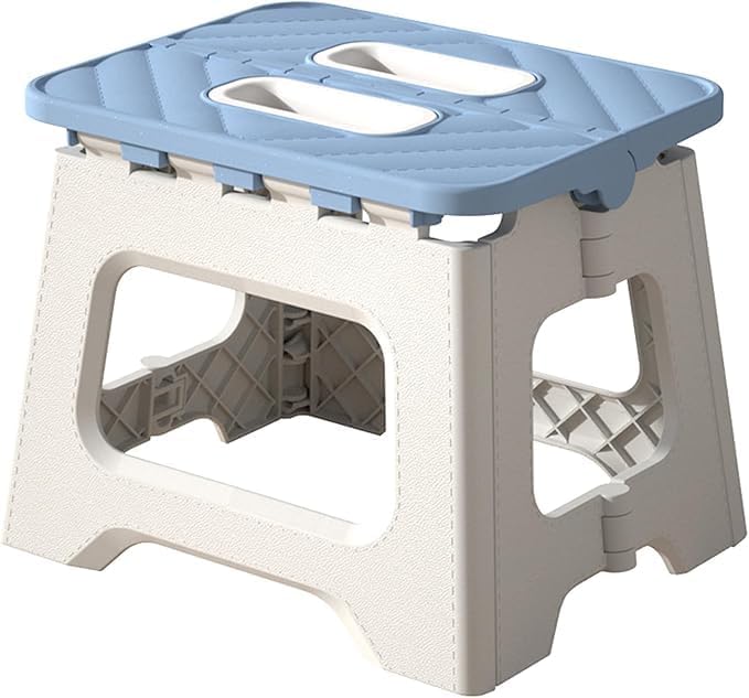 OZKET Folding Step Stool for Home, Kitchen & Bathroom | Lightweight Plastic Stool with Handle | Safe for Kids & Toddlers | Heavy Duty, Portable, Collapsible Step Stool for Adults (Blue)-image-43