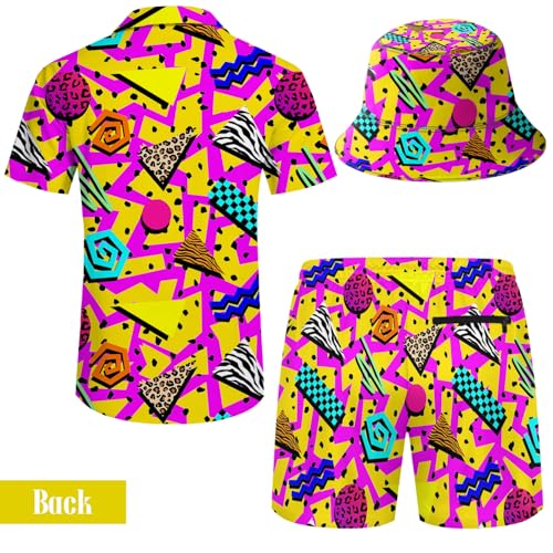 Mens 3 Piece Tracksuit Funny Hawaiian Shirt and Shorts Button Down Beach Shirts for Men with Bucket Hats2