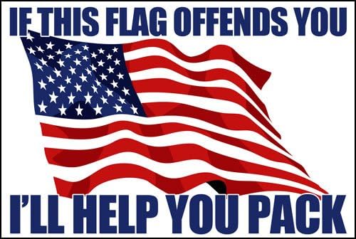 AV If This Flag Offends You, Patriotic Decals, I'll Help You Pack Sticker, Proud to be an American Vinyl for Cars, Trucks, Boats, Coolers and Laptops (3 x 5 inch)