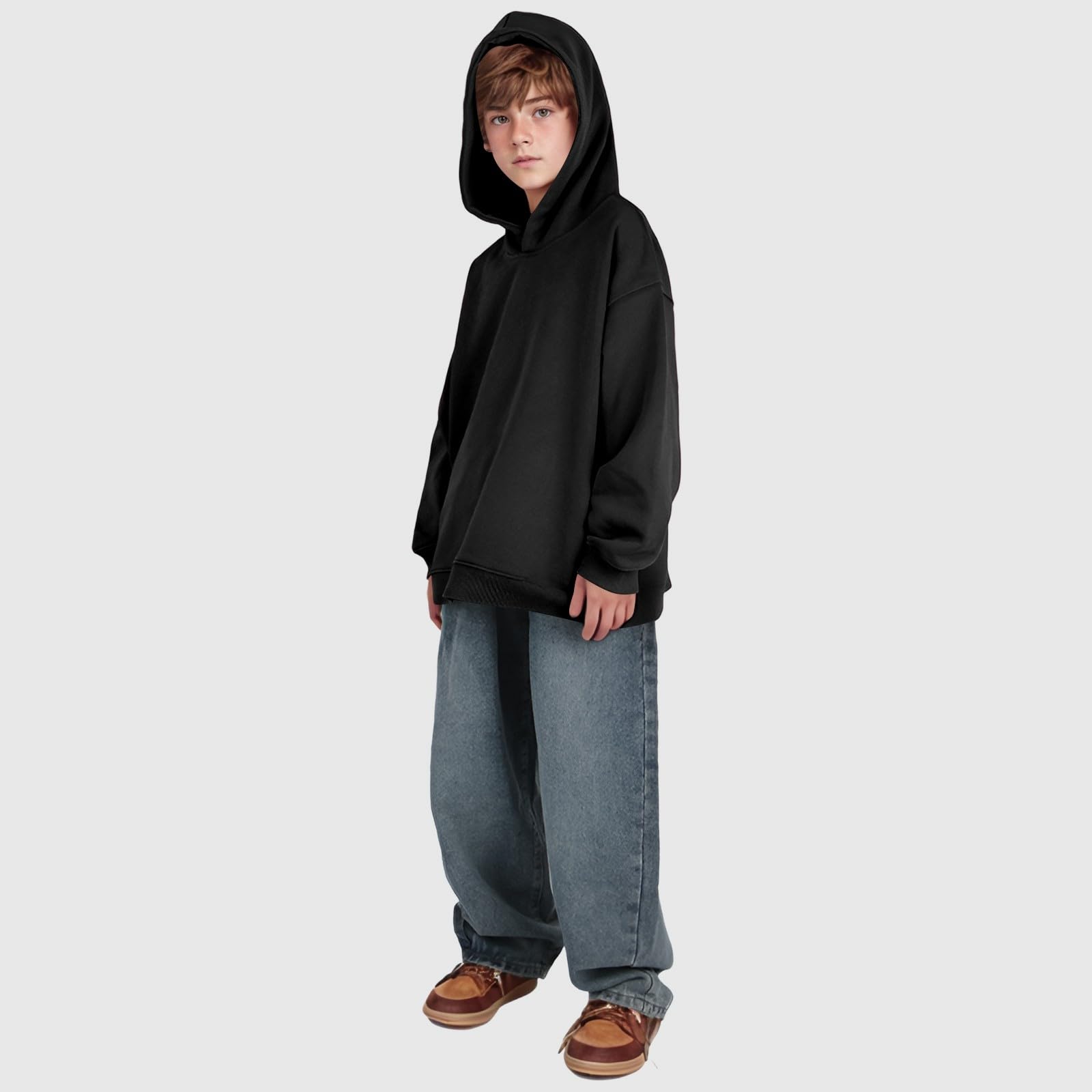 Generico Felpe con Cappuccio Morbide per Bambini Tasche Laterali Maglie Maniche Lunghe Scollo Rotondo Casual Outdoor attività 3-14 Anni