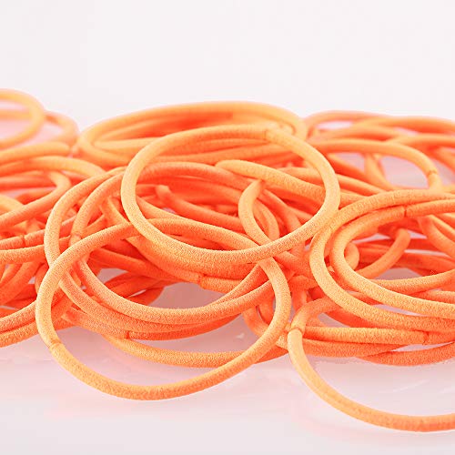 Coobbar 100Pcs Women Elastic Hair Ties Band Ropes Ring Ponytail Holder (Orange) #TOP7