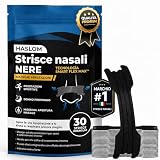 Cerotti Nasali Sport - HASLOM - Antirussamento Neri Nasal Strips per Respirare Meglio Dilatatore Naso Cerottini per Non Russare Strisce Nasali Running - 30 Pezzi