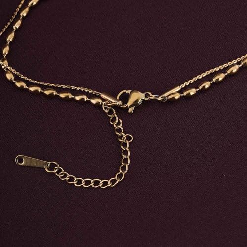 Image of PALMONAS 18k Gold Plated Two-Layered Bead Necklace for Women - Gift for Girls & Women | Waterproof & Anti-Tarnish Necklace