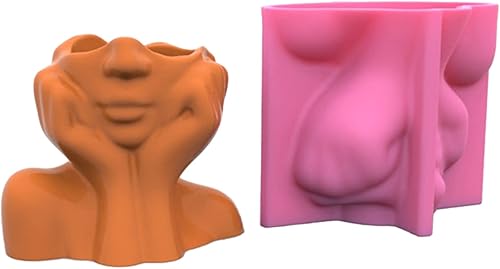 appuivbt Molde de resina de maceta de suculentas,Resina de cara humana cabeza planta maceta molde de silicona moldes de cemento de yeso,Molde de