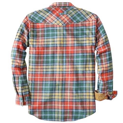 Dubinik® Flannel Shirt for Men Western Mens Pearl Snap Shirts Long Sleeve Casual Cozy Vintage Cowboy Plaid Soft Pure Cotton2