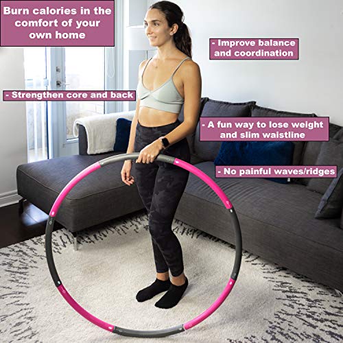 Better Sense Hoola Hoop for Adults - 8 Section Detachable Hoola Hoops, 2lb Weighted Hoola Hoop for Exercise - Portable Smooth & Soft Padding Weighted Hula Hoop with Jump Rope & Resistance Band