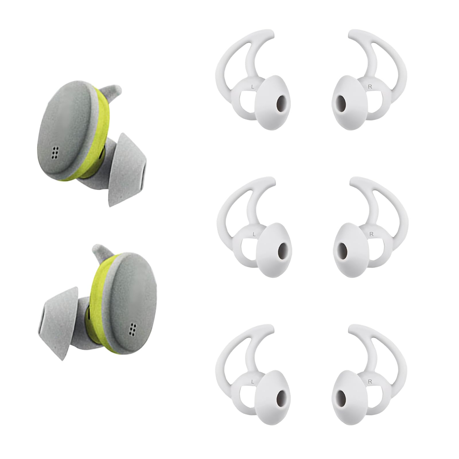 TSZYYM Replacement Tips for Bose Earbuds (S 3 Pairs Silver) Washable and Reusable Silicone for QuietComfort Noise Cancelling Ear Buds