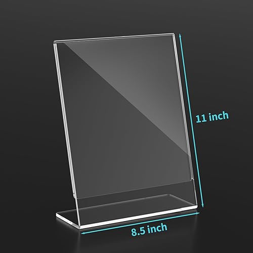 Miniatura 4 de HIIMIEI - Soporte para letreros acrílicos de 85 x 11 pulgadas soporte de letreros inclinados para portarretratos de retrato transparente duradero