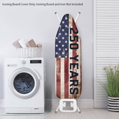 Image of Ironing Board Cover Scorch Resistant American 250 Years Print Stretch Elastic Fit Hook and Loop Fasteners Cover ONLY