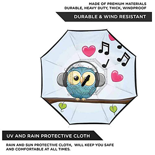 Parapluie inversé pliable chouette grand format coupe-vent