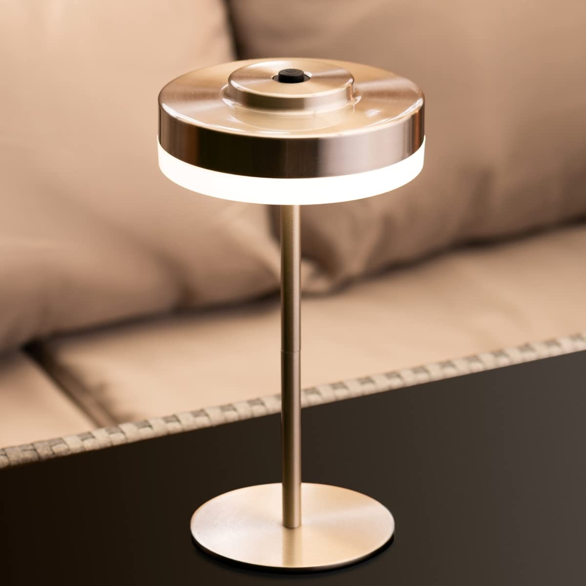 Lámpara de mesa para exteriores, recargable, inalámbrica, LED, 4000 K, blanco cálido, 3 ajustes de brillo, IP44 resistente a la intemperie Auraglow