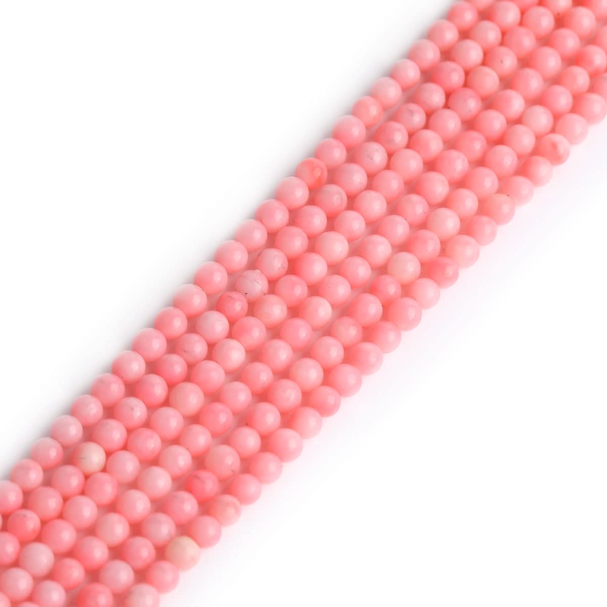 Sweet & Happy Girl's Store 4mm Round Gemstone Pink Coral Beads Strand 15 Inch Jewellery Making Beads