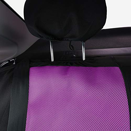 Flying Banner Car Seat Covers Full Set Front Seats And Rear Bench Polyester Cover Embroidered Butterfly Three-Dimensional (3D) Purple With Black #TOP6