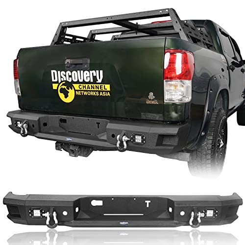 Hooke Road Tundra Rear Step Bumper Full Width Bumper with D-Rings Compatible with Toyota Tundra Pickup Truck 2007 2008 2009 2010 2011 2012 2013