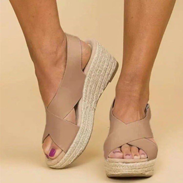 Womens Platform Espadrilles Wedge Sandals Summer Casual Criss Cross Ankle Strap Sandals 2025 Comfort Beach Boho Shoes3
