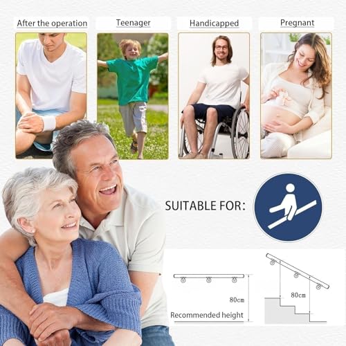 Main courante extérieure en bois avec supports et fixation murale - 5