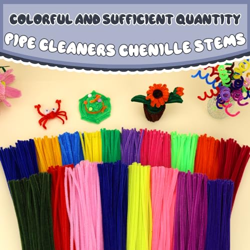 Image of Hssugi 100PCS Pipe Cleaners, Grey Chenille Stems Craft Supplies | Pipe Cleaners Craft Supplies, Pipe Cleaners Bulk Fuzzy Sticks for DIY Art and Craft Projects Home Decoration
