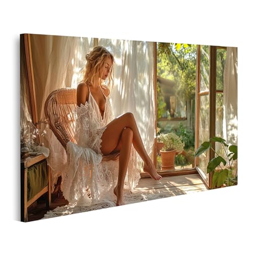 islandburner Prime Image sur toile femme au soleil vue fenêtre images images tableaux muraux poster
