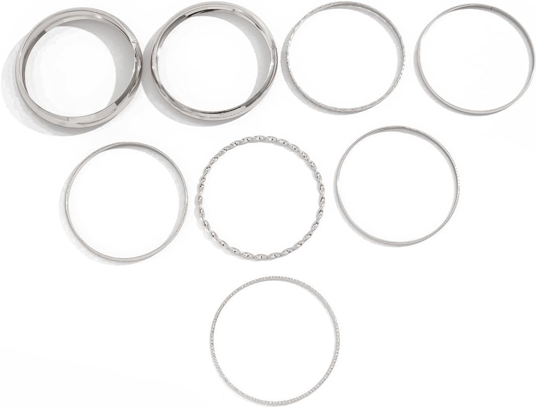 Punk Metal Bangle Bracelets Set Chunky Wide Bracelets Carved Bangles Stackable Dainty Gold Bracelet Exaggerative Plain Textured Bangle Accessories for Women - Image 3