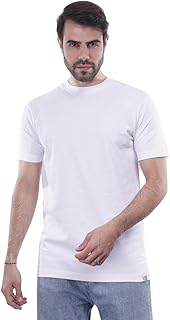 تيشرت سادة للرجال برقبة دائرية وأكمام قصيرة من كوب