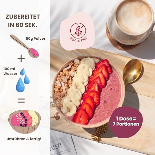 BREKKY - Wildberry Mix - Smoothie Bowl - Glutenfrei - Vegan - 100% natürliche Zutaten - ohne Zuckerzusatz - easy Zubereitung - Superfood Mix - Frühstück