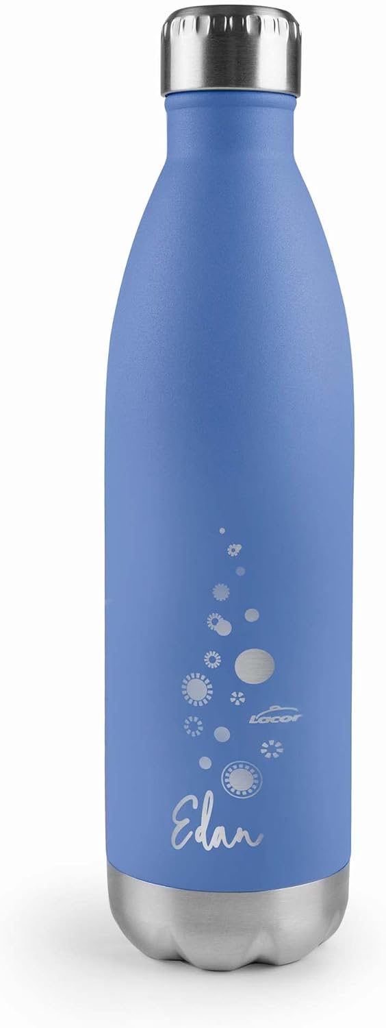 Lacor - 62586 - Edan Stainless Steel Bottle, Water Bottle, Double Wall Insulation, Screw Cap, BPA , Capacity: 0.75 L, Sky Blue