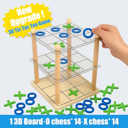 Juego de Mesa 3D Tic Tac Toe de Madera Clásico miniatura 2
