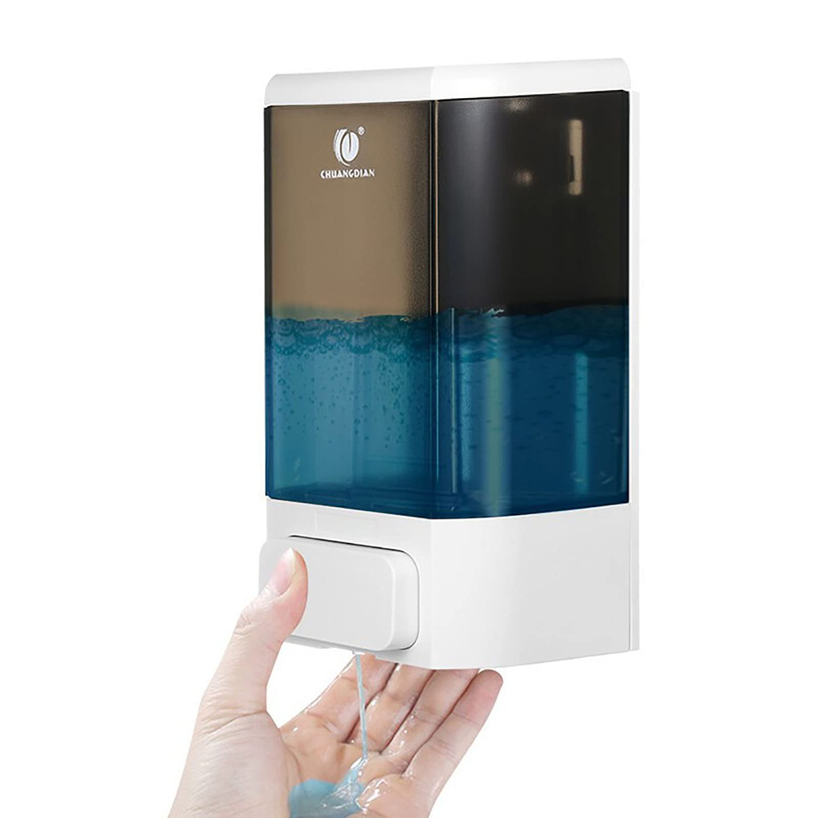 Dispenser Sapone Muro Manuale 1000 ML, Dispenser Sapone Liquido per Cucina Bagno Doccia Shampoo Bagnoschiuma Ristoranti Hotel Ospedali Studi Professionali Palestre,Senza Pugni, Bianco Perla