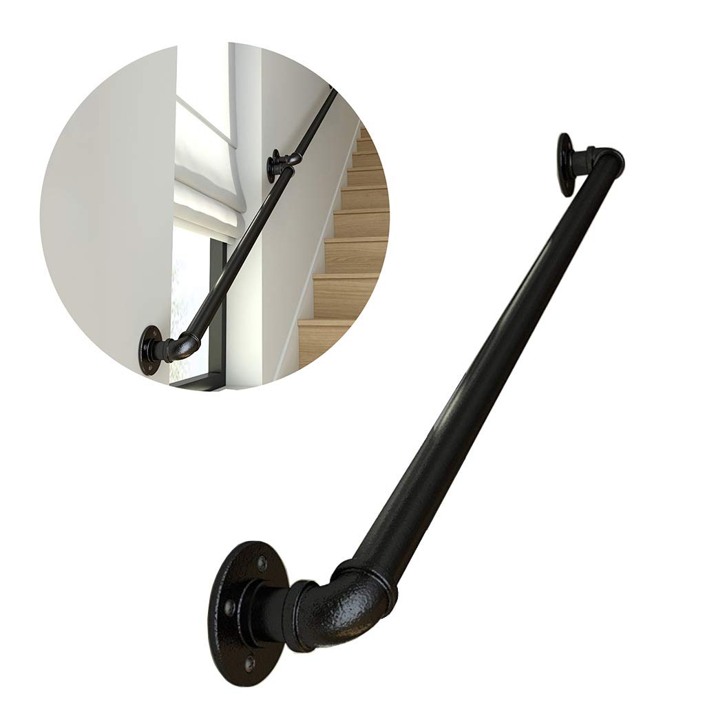 Mains courantes d'escalier en fer style conduite d'eau noire industrielle