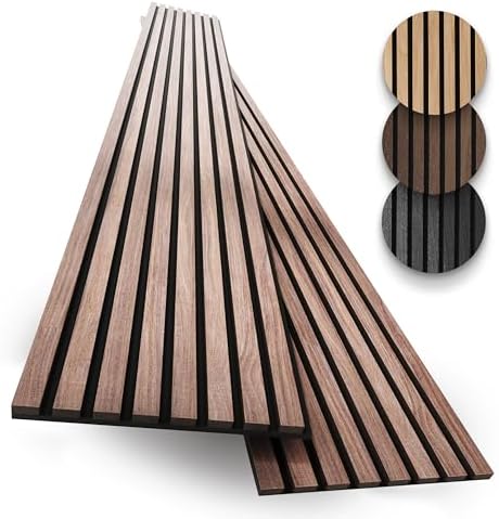 2-Pack Acoustic Wood Slat Panels - Soundproof Wall Paneling for I...
