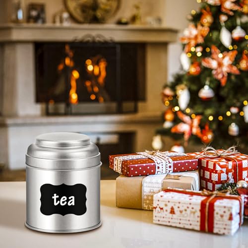 Tea Tin with Airtight Double Lids for Loose Leaf Tea Storage, 8 Fl Oz Kitchen Small Tin Can and Tea Canister for Tea Coffee Sugar Candy Spices Christmas Gift(6 Pcs)