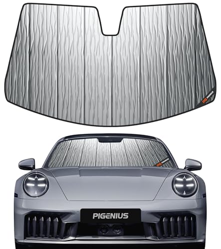 Pigenius Windshield Sunshade for Porsche 911 (997 Gen) 2006-2012, Reversible Silver/Black
