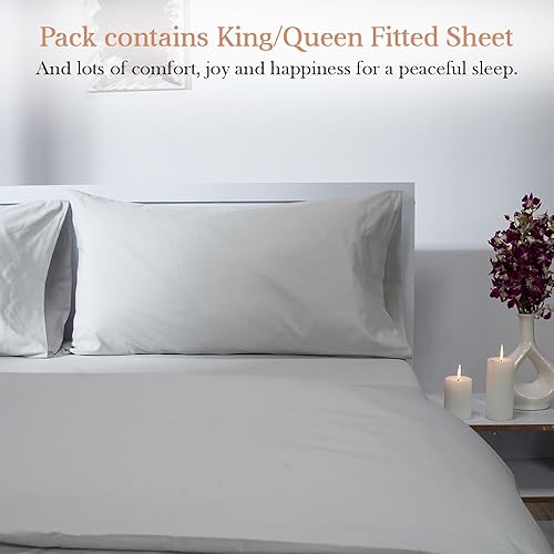 Miniatura 2 de Atelier Bedding Sábana bajera ajustable de 100% algodón de 400 hilos, bolsillos profundos de 15 pulgadas, suave y sedosa y fresca, tejido de percal