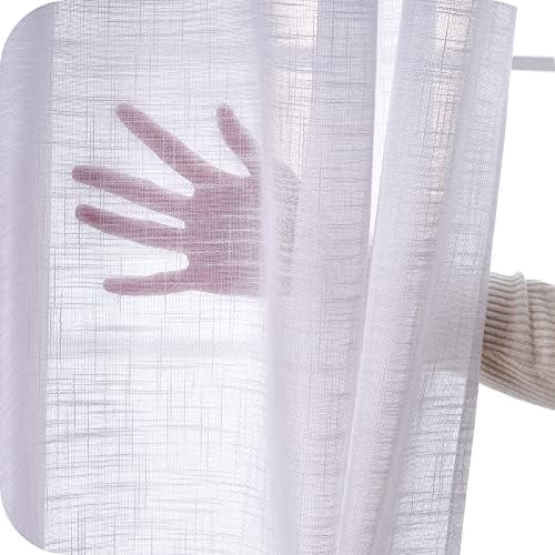 Voilage en lin haut de gamme Topfinel 300x260cm à oeillets avec broderie motif croix