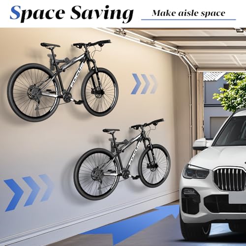 Goovilla Bike Wall Mount Hanger Adjustable - Space Saving Horizontal Bicycle Rack for Mountain/Road/Hybrid Bikes | Secure Home Garage Storage with Easy Installation | 2-Pack Cycling Holder Hook,Black by Goovilla - Image 6