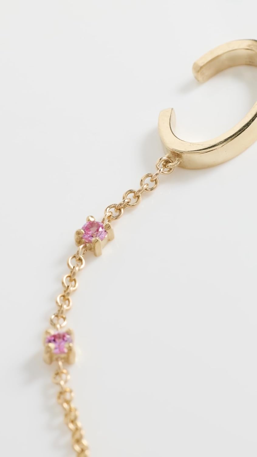 Pink Sapphire Chain Ear Cuff With Loop - Image 3