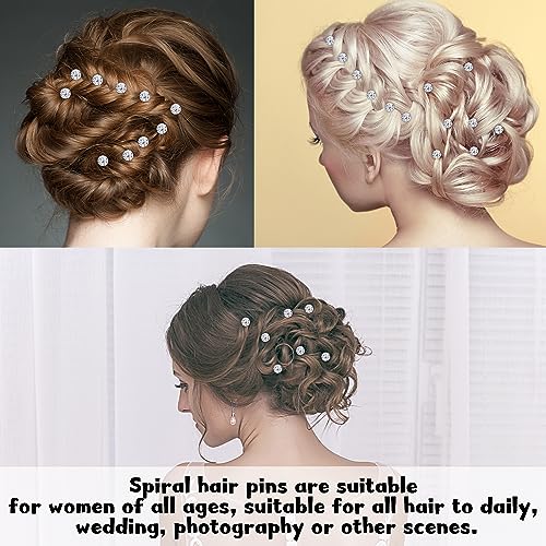 Spirale Haarnadel, Braut & Hochzeits Haarnadeln mit Kristall, Strass & Perlen für Frauen & Mädchen (24 PCS)
