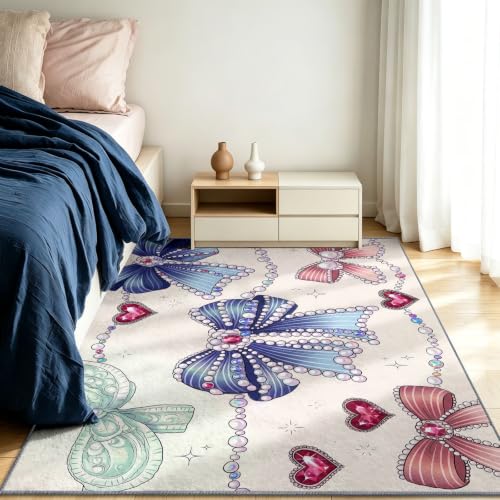 Alfombra de dormitorio de 140x200 cm beige lavable con diseño de lazo vintage para salon 4