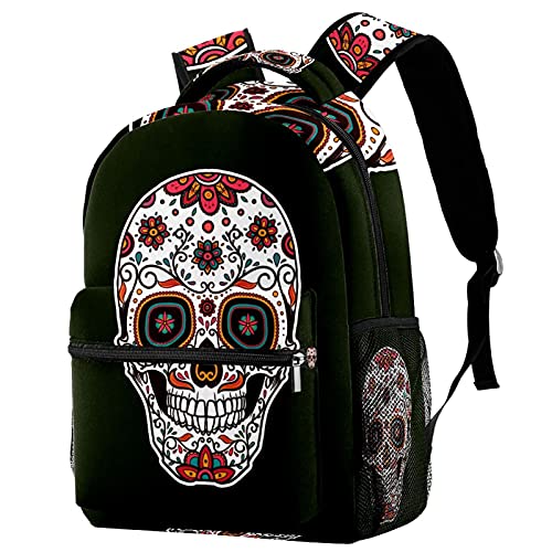 Mochila para portátil de calavera de azúcar para hombre y mujer viaje