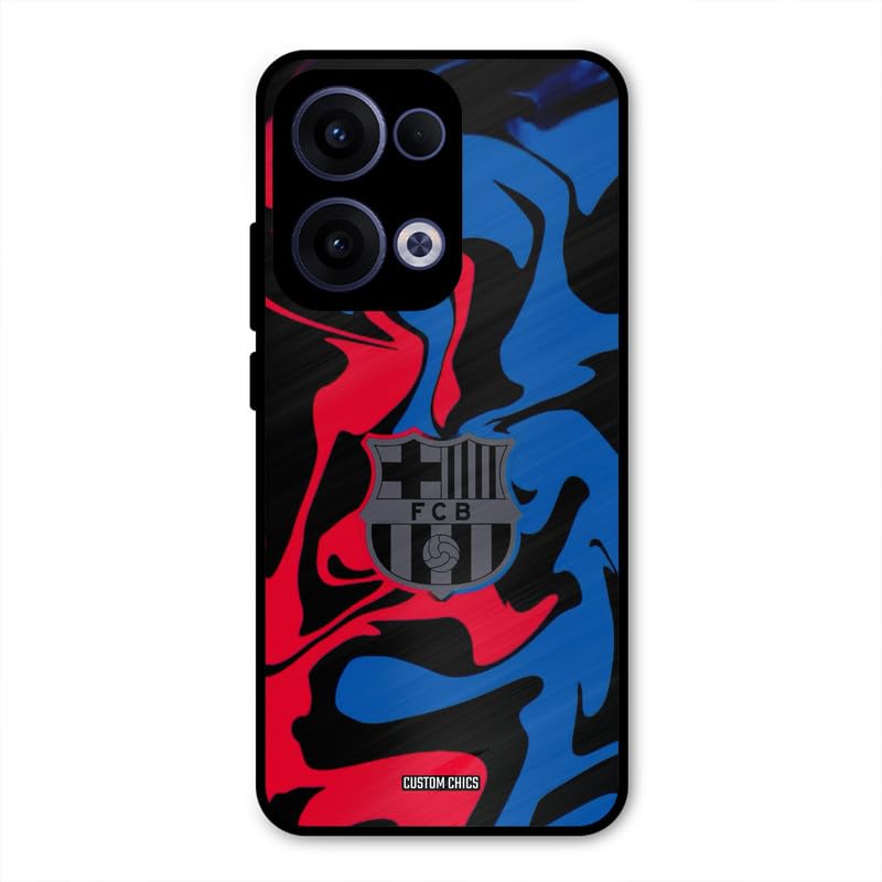 Image of PrintShield FC Barcelona Comic Back Cover for Oppo Reno 13 5G, Shockproof Printed Phone Case with Soft TPU Sides & Anti-Slip Grip