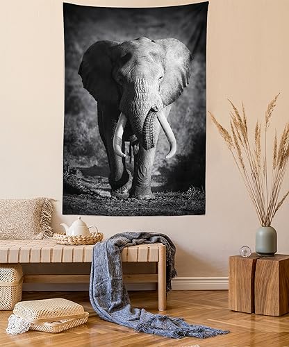 ABAKUHAUS l'éléphant Tapisserie, La Faune Exotique Elephant, Décoration Murale en Tissu pour la Chambre à Coucher Le Salon Le dortoir, 150 cm X 110 cm,...